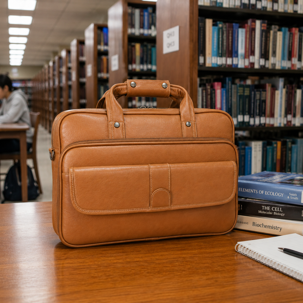 Luxcariiy Men’s Genuine Leather Laptop Bag – Tan Brown Professional Briefcase for Work, Office & Business Travel
