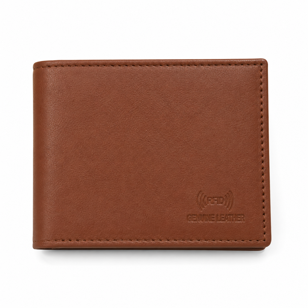 Men’s Genuine Leather Bifold Wallet with RFID Blocking, Coin Pocket & Multiple Card Slots – Brown Leather Wallet for Men