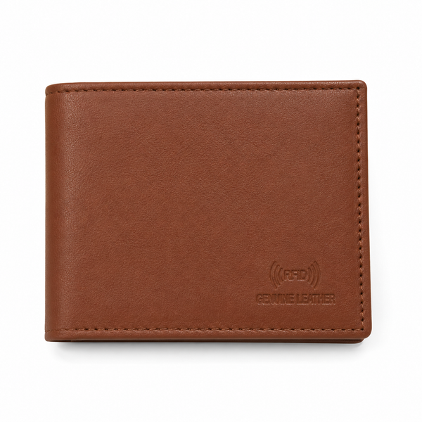 Men’s Genuine Leather Bifold Wallet with RFID Blocking, Coin Pocket & Multiple Card Slots – Brown Leather Wallet for Men