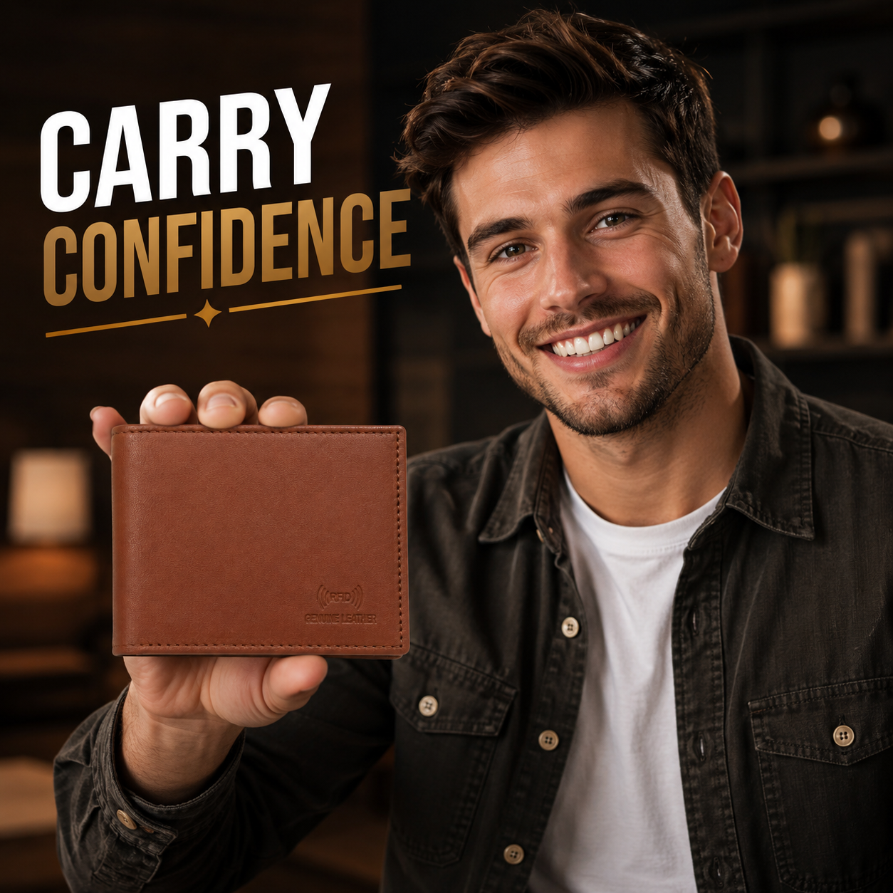 Men’s Genuine Leather Bifold Wallet with RFID Blocking, Coin Pocket & Multiple Card Slots – Brown Leather Wallet for Men