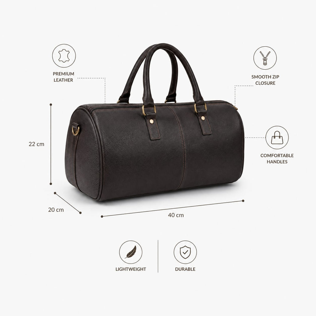 Luxcariiy Genuine Leather Duffle Bag for Men & Women – Premium Large Leather Travel, Weekender, Overnight & Carry On Duffel Bag with Shoulder Strap