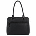Luxcariiy Black Genuine Leather Tote Bag for Women – Large Leather Laptop Work Tote, Zippered Shoulder Handbag with Pockets for Office, Business, Travel & Everyday Use