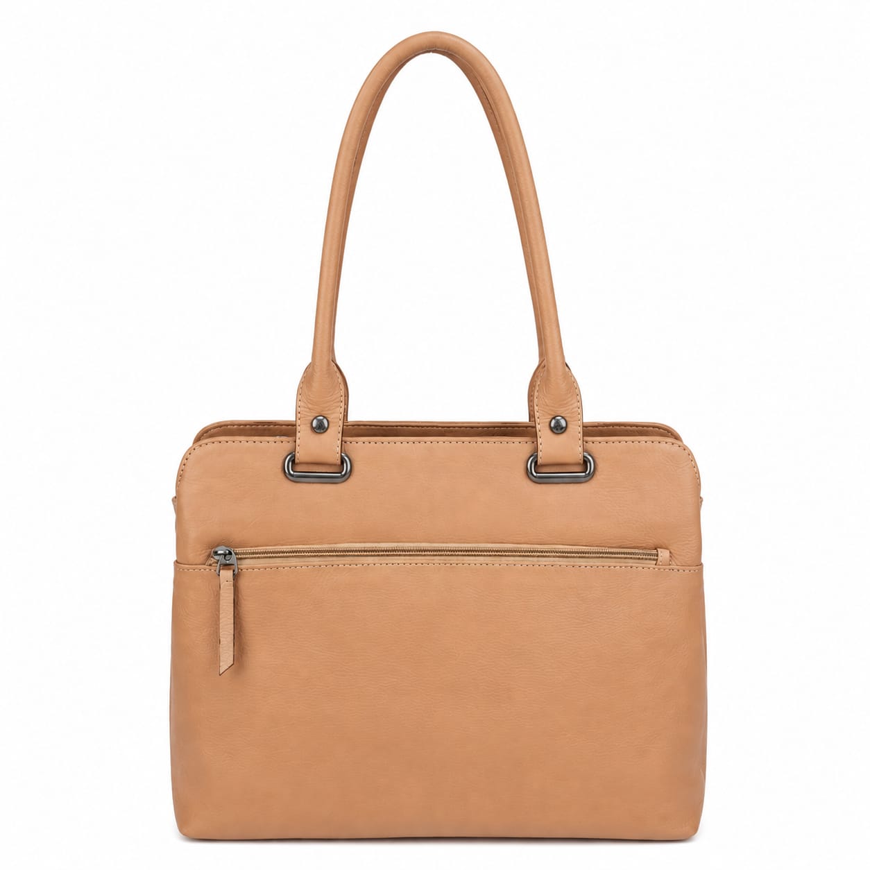 Luxcariiy Genuine Leather Tote Bag for Women – Large Tan Brown Leather Handbag, Shoulder Work Bag, Laptop Tote with Zipper & Pockets