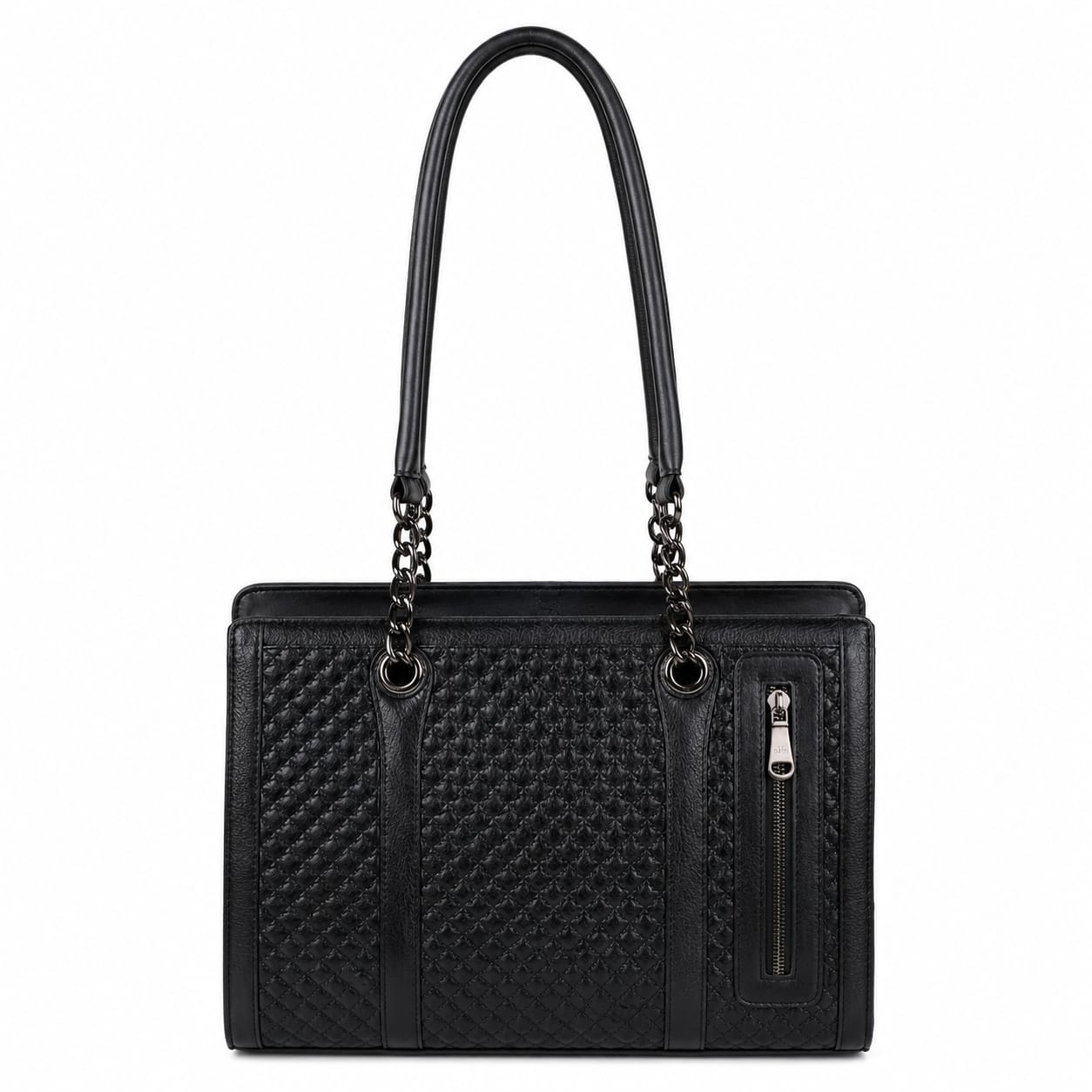 Luxcariiy Black Genuine Leather Tote Bag for Women – Large Zippered Work, Office, Laptop & Travel Shoulder Handbag with Pockets