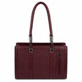 Luxcariiy Women’s Genuine Leather Tote Bag – Large Burgundy Leather Handbag, Shoulder Work Bag with Zipper & Pockets, Luxury Laptop Tote for Office, Travel & Everyday Use