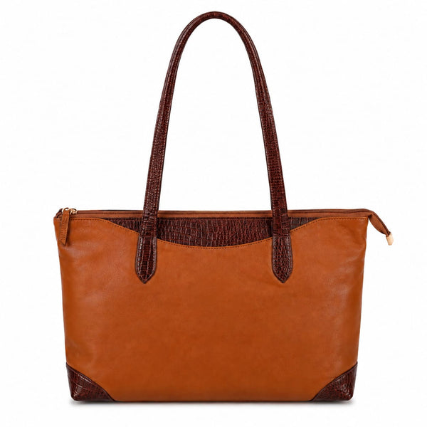 Luxcariiy Genuine Leather Tote Bag for Women – Large Zippered Leather Laptop Work Tote, Shoulder Handbag & Travel Bag