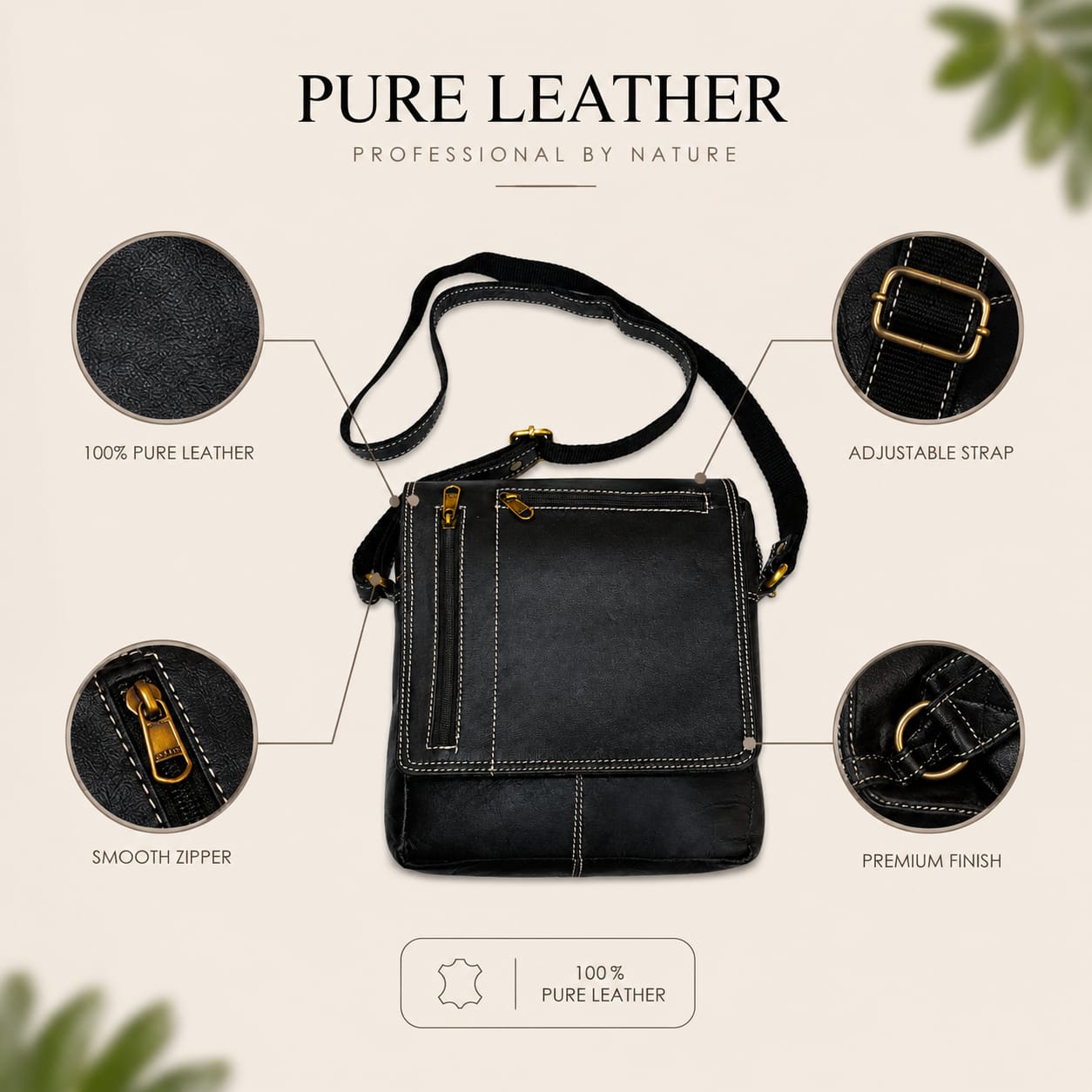 Genuine Leather Crossbody Bag for Men & Women – Handmade Messenger Shoulder Satchel Bag for Travel, Work & Everyday Carry